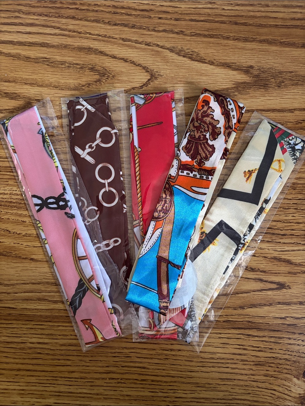 Set of 5 Printed Twilly Scarfs